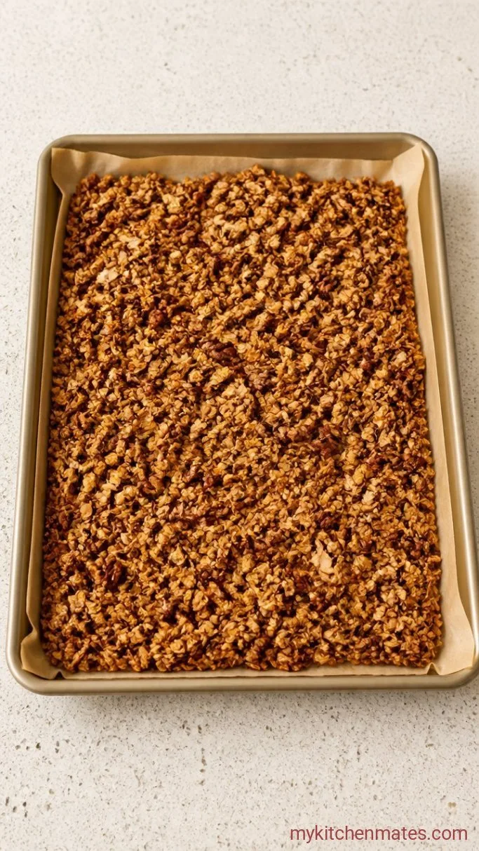 Crispy Low Sugar Granola (So Much Crunch, So Little Sweet) Step 4: Bake Until Golden