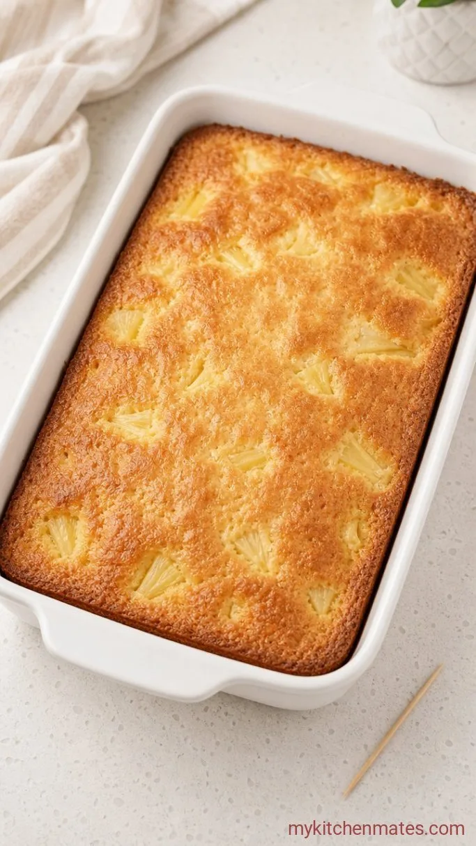 Pineapple Delight Cake That Stays Moist for Days Step 4: Bake Until Set