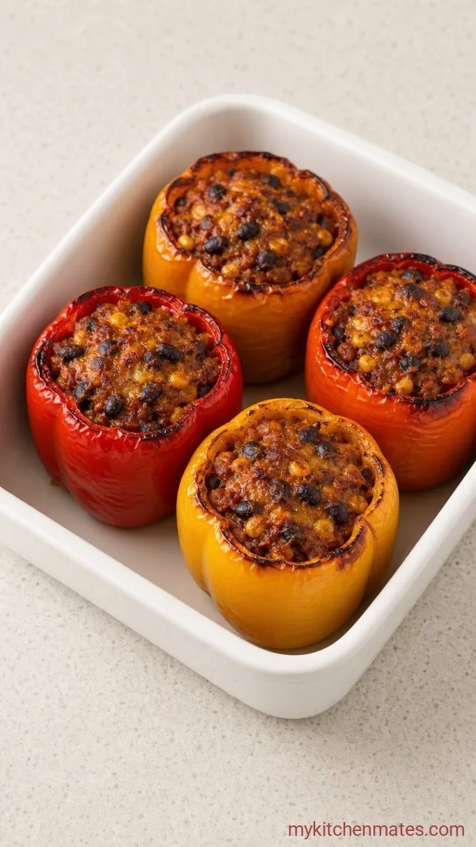 Loaded Vegan Stuffed Peppers with Quinoa and Black Beans Step 4: Bake Until Tender