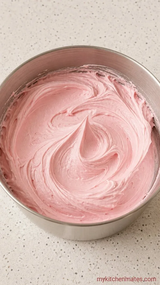 Vanilla Confetti Fairy Birthday Cake Step 4: Beat the Pink Buttercream