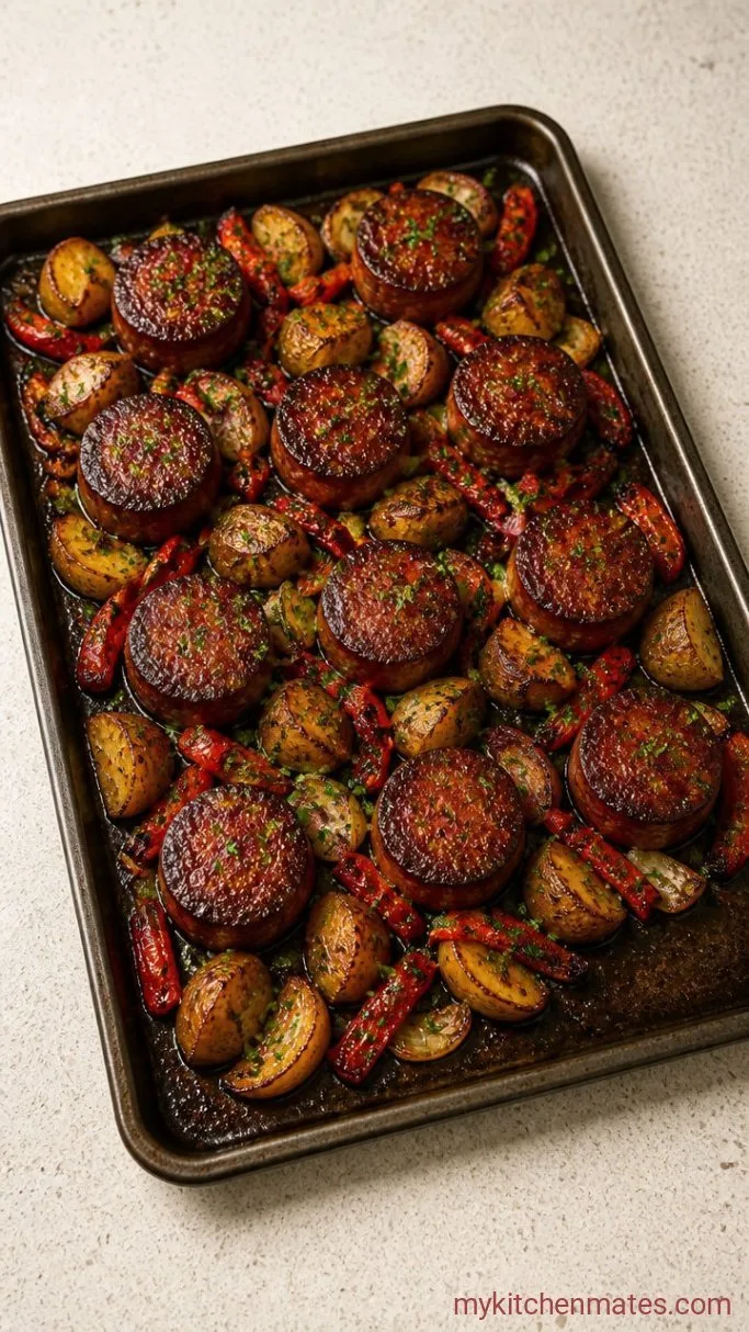 Crispy Sheet Pan Sausage and Potatoes Step 4: Broil to Crisp the Edges