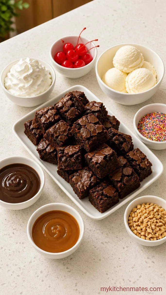 Easy Brownie Sundae Bar for Parties Step 4: Build the Sundae Bar