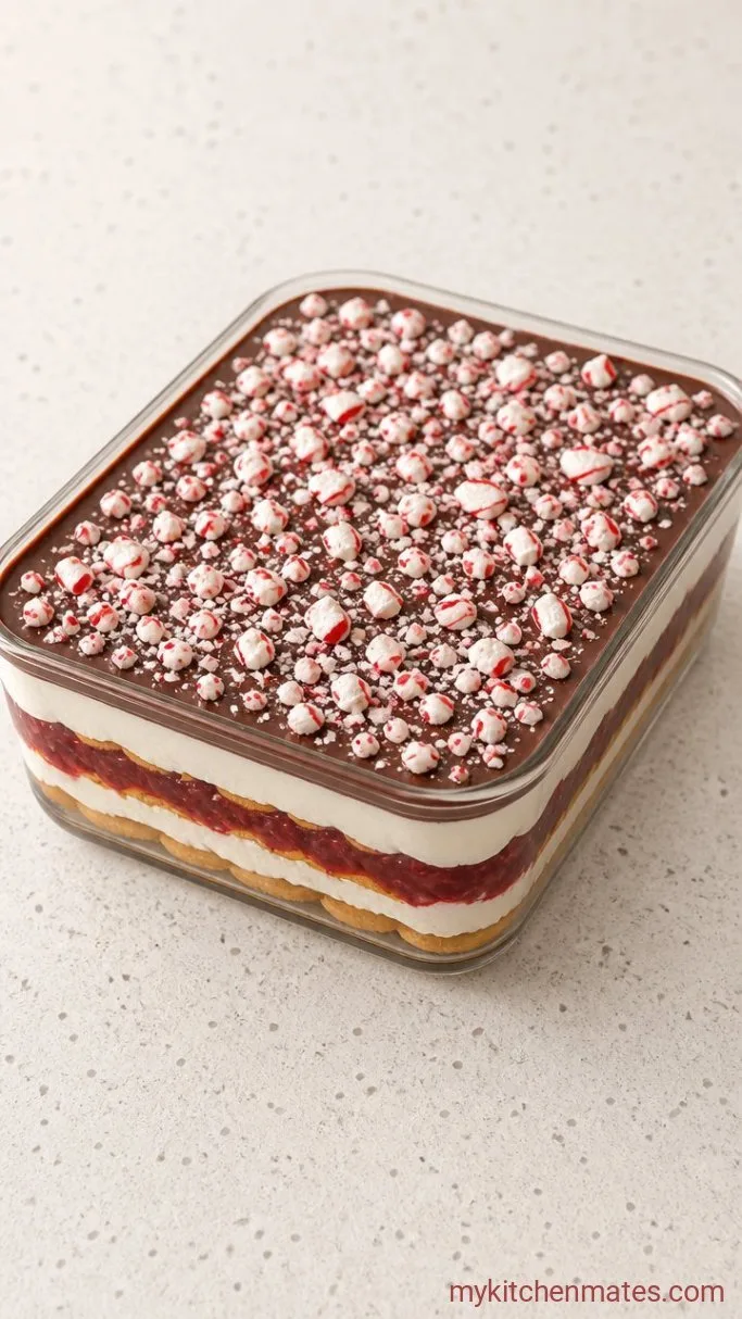 No-Bake Christmas Cookie Lasagna Step 4: Chill and Finish with Crushed Candy Canes