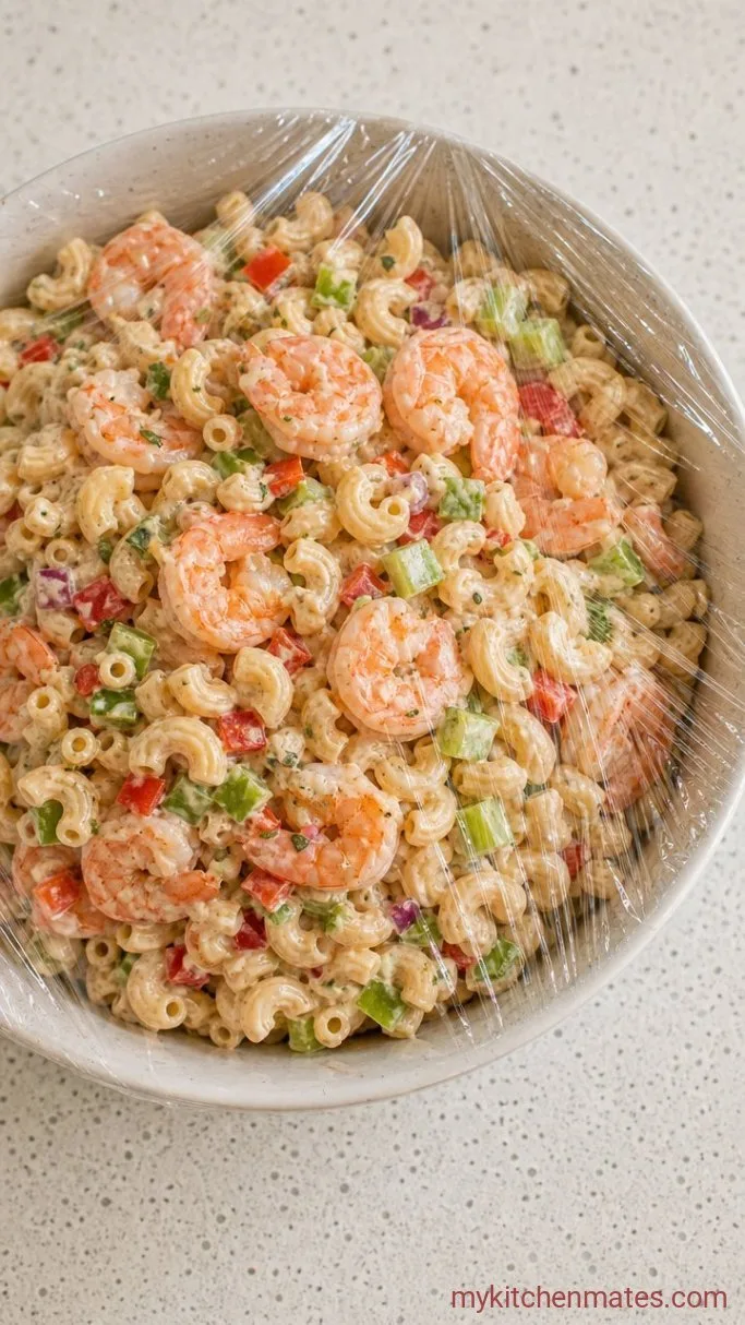 Creamy Shrimp Macaroni Salad in 20 Minutes Step 4: Chill the Salad