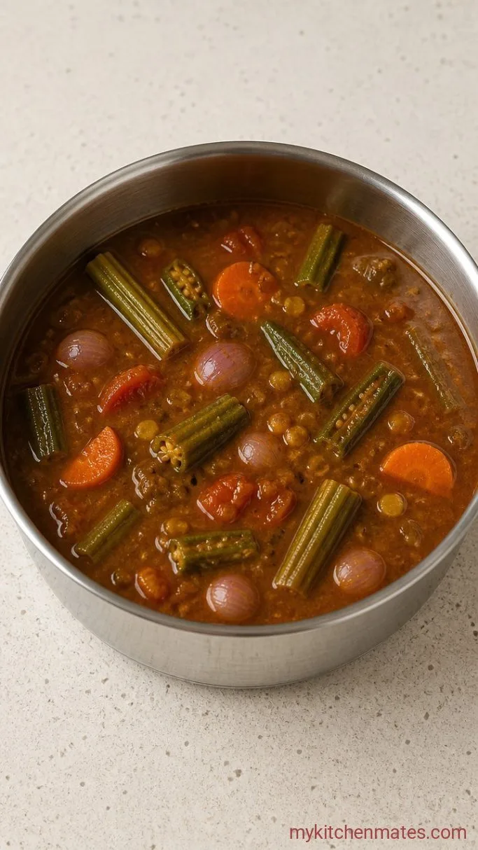 Traditional Sambar (South Indian Lentil Stew) Step 4: Combine and Simmer