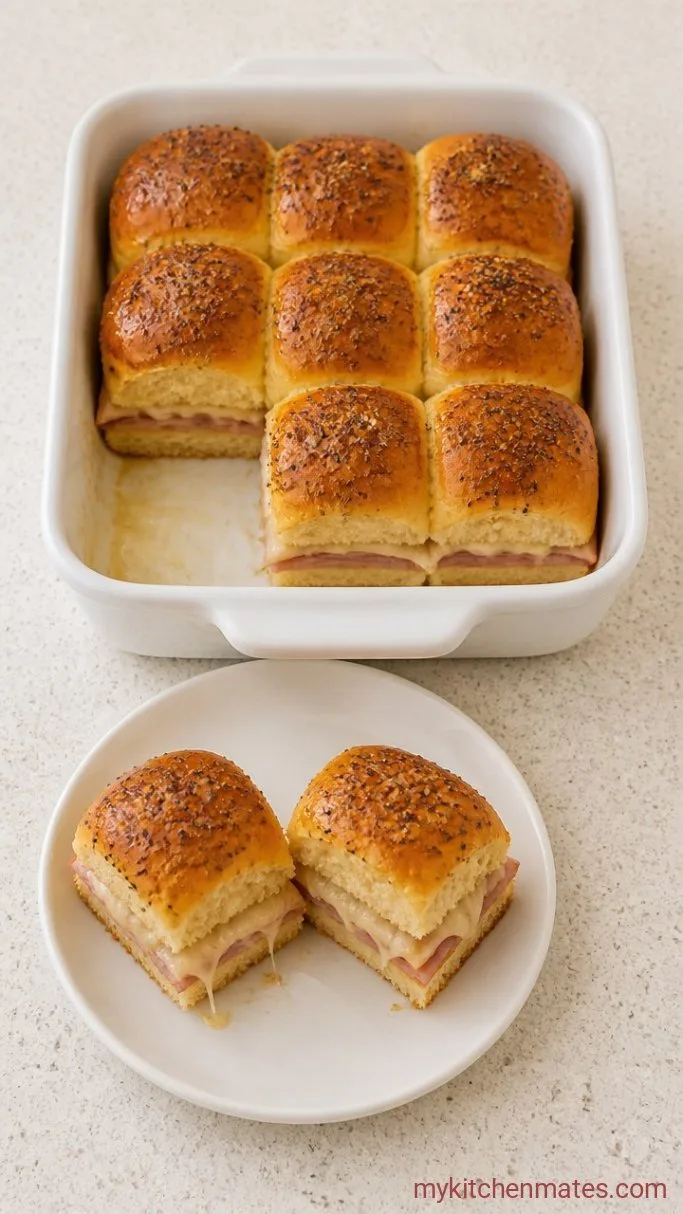 Baked Ham and Cheese Hawaiian Rolls with Buttery Poppy Seed Glaze Step 4: Cool and Pull Apart