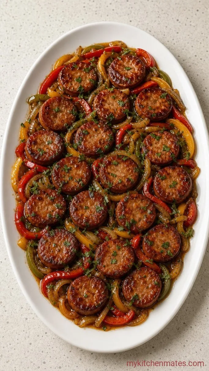 Quick Smoked Turkey Sausage and Pepper Skillet Step 4: Deglaze and Serve