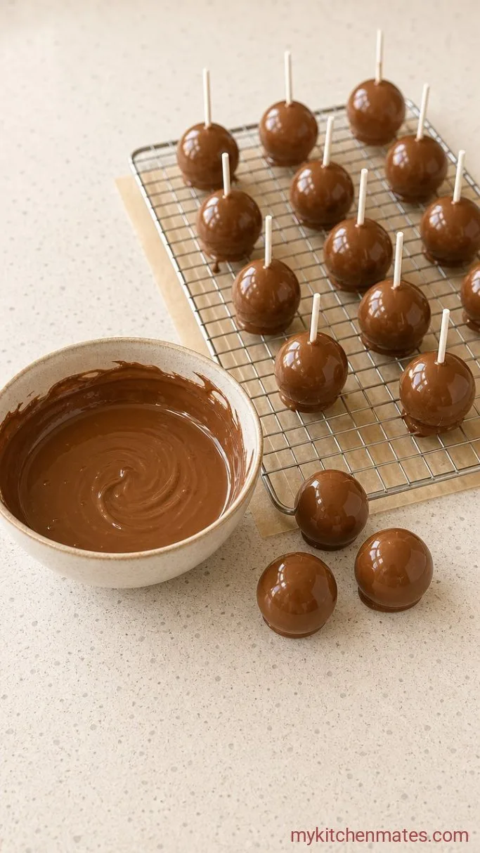 Cookie Dough Cake Pops (Safe to Eat Raw!) Step 4: Dip the Pops