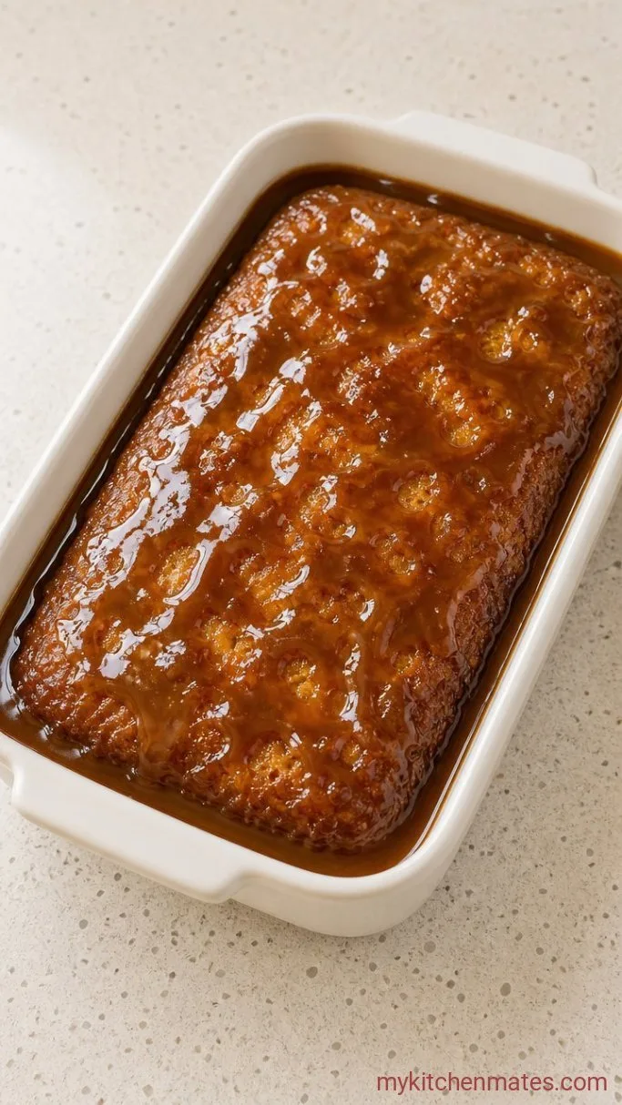 Rich Vegan Sticky Toffee Pudding Step 4: Drench the Pudding in Warm Toffee Sauce