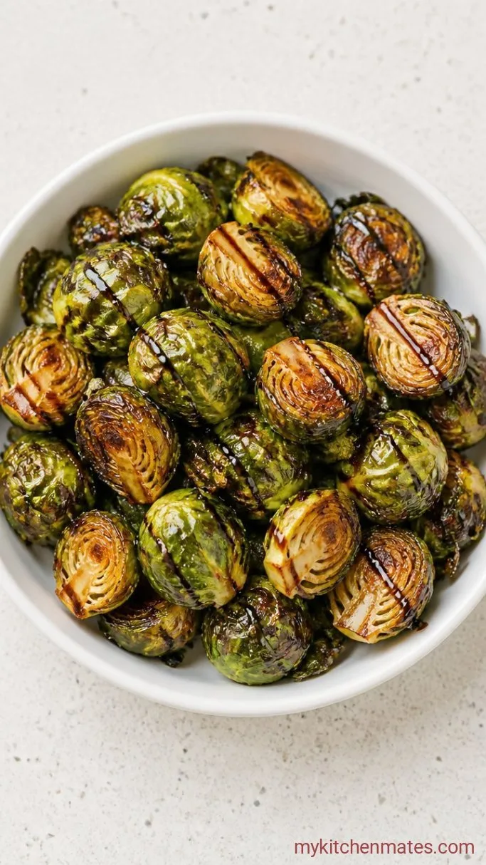 Extra-Crispy Air Fryer Brussels Sprouts Step 4: Drizzle and Serve Hot