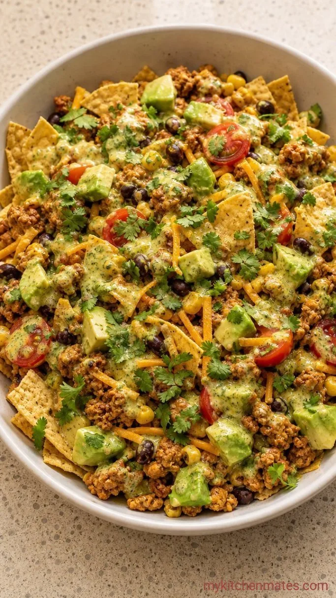 Quick Weeknight Ground Turkey Taco Salad Step 4: Drizzle and Serve