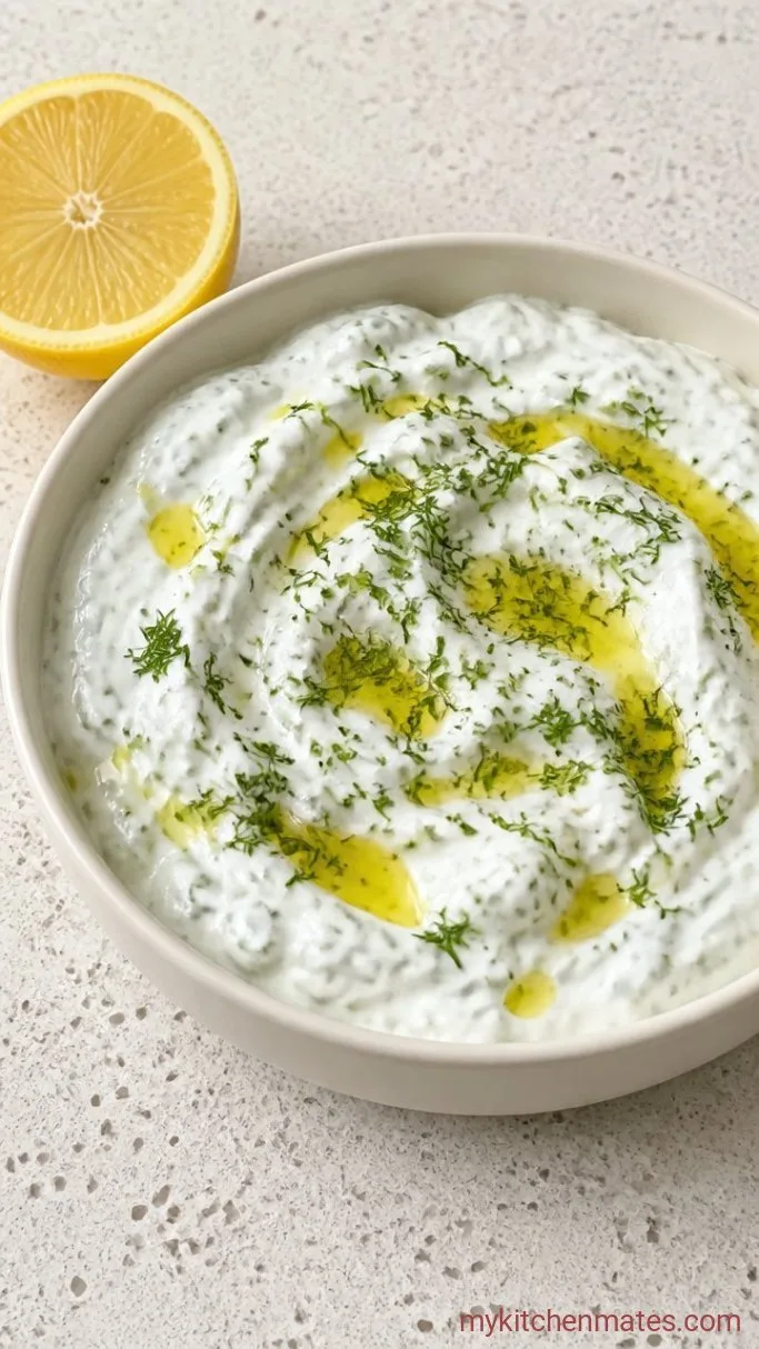 Creamy, Garlicky Classic Tzatziki Sauce Step 4: Drizzle and Serve