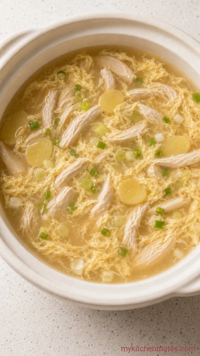 Creamy Chicken Velvet Soup in 30 Minutes Step 4: Drizzle the Egg Ribbons