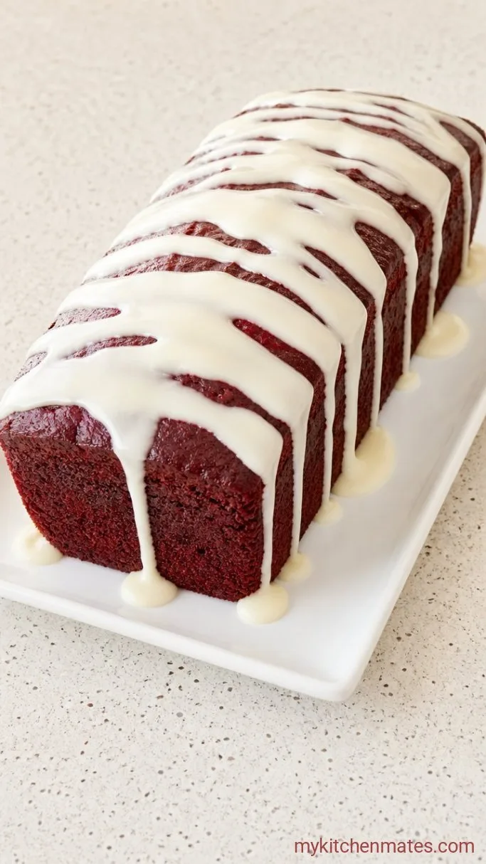 Super Moist Red Velvet Loaf Cake with Cream Cheese Glaze Step 4: Drizzle with Cream Cheese Glaze