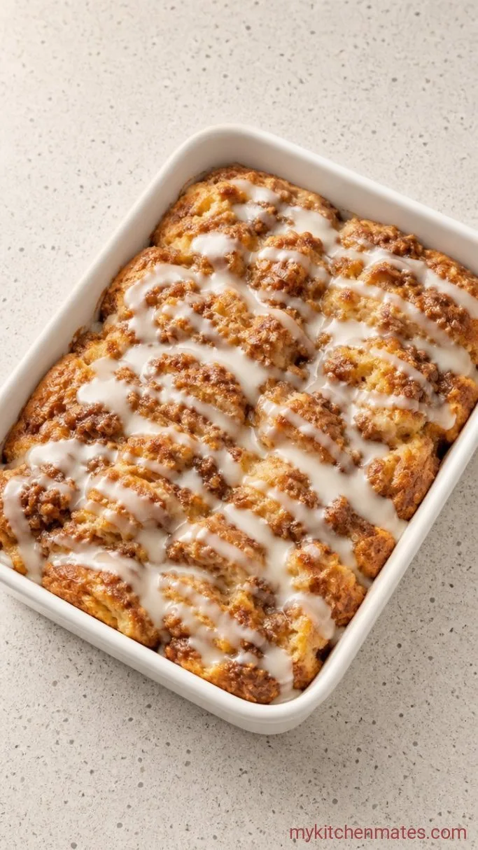 5-Ingredient Cinnamon Roll Dump Cake Step 4: Drizzle with Icing and Serve
