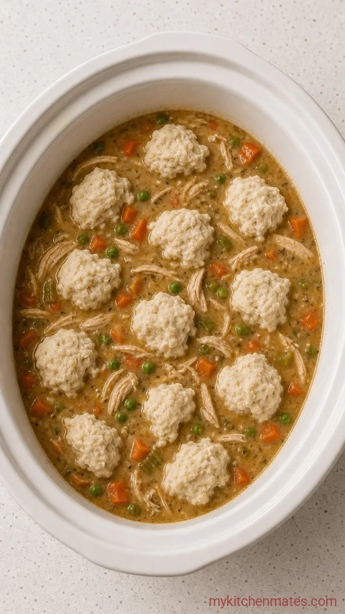 Creamy Crockpot Chicken and Dumplings (No Canned Soup) Step 4: Drop the Dumplings