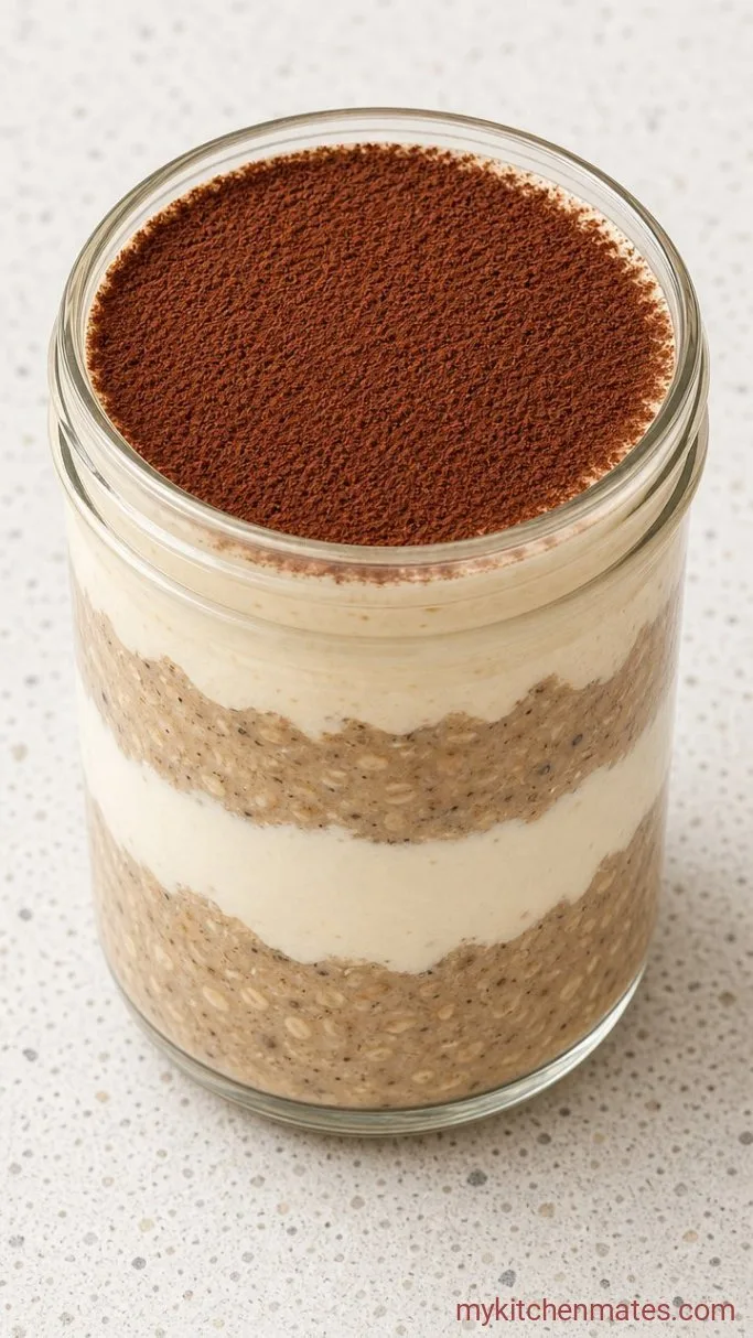 Make-Ahead Tiramisu Overnight Oats Step 4: Dust with Cocoa and Serve