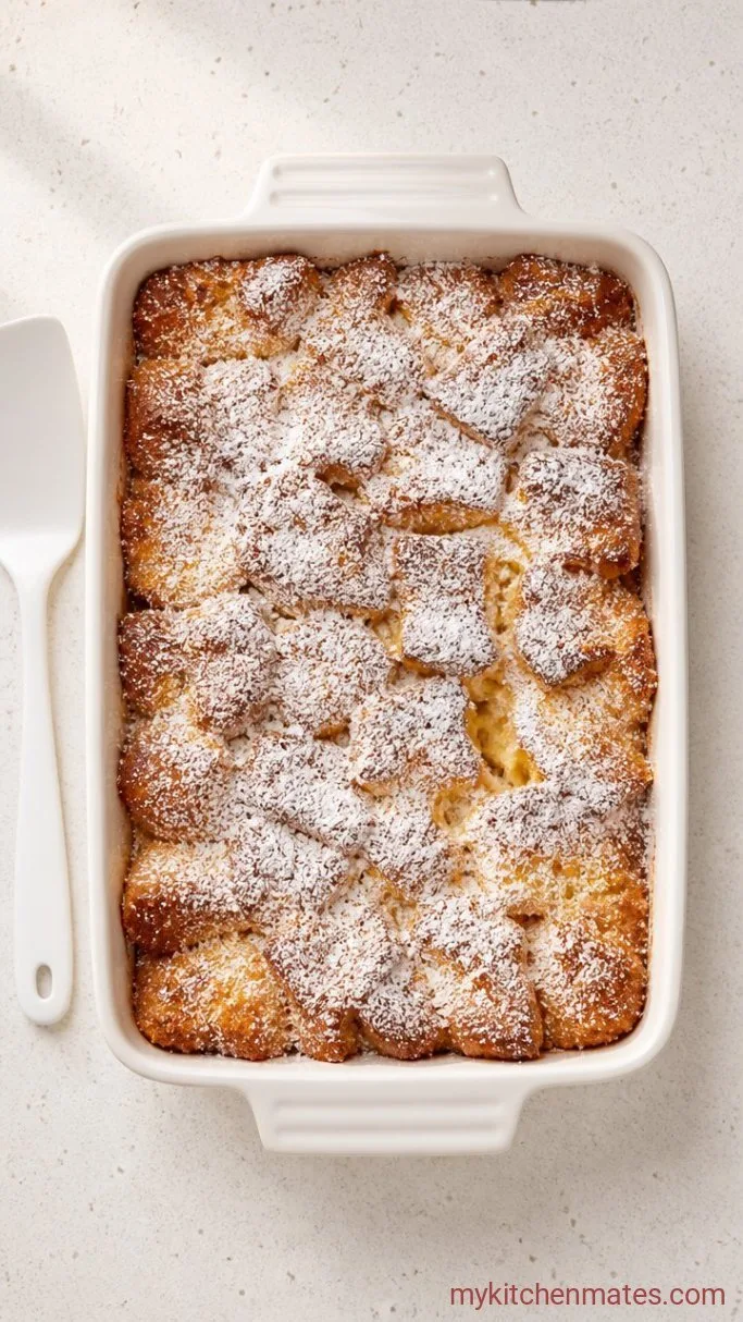 Make-Ahead Eggnog French Toast Casserole Step 4: Dust with Powdered Sugar and Serve