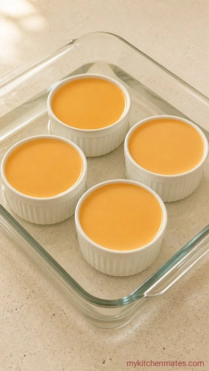Make-Ahead Pumpkin Creme Brulee Step 4: Fill and Bake the Ramekins
