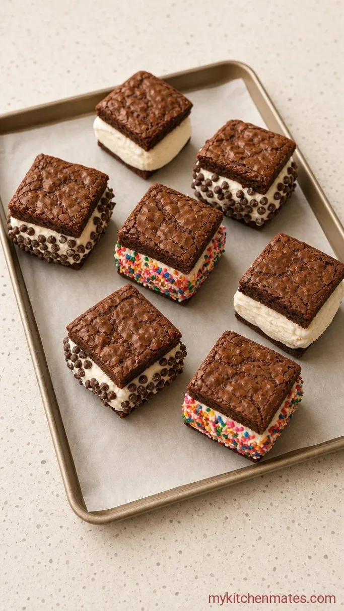Fudgy Brownie Ice Cream Sandwiches Step 4: Fill and Freeze the Sandwiches
