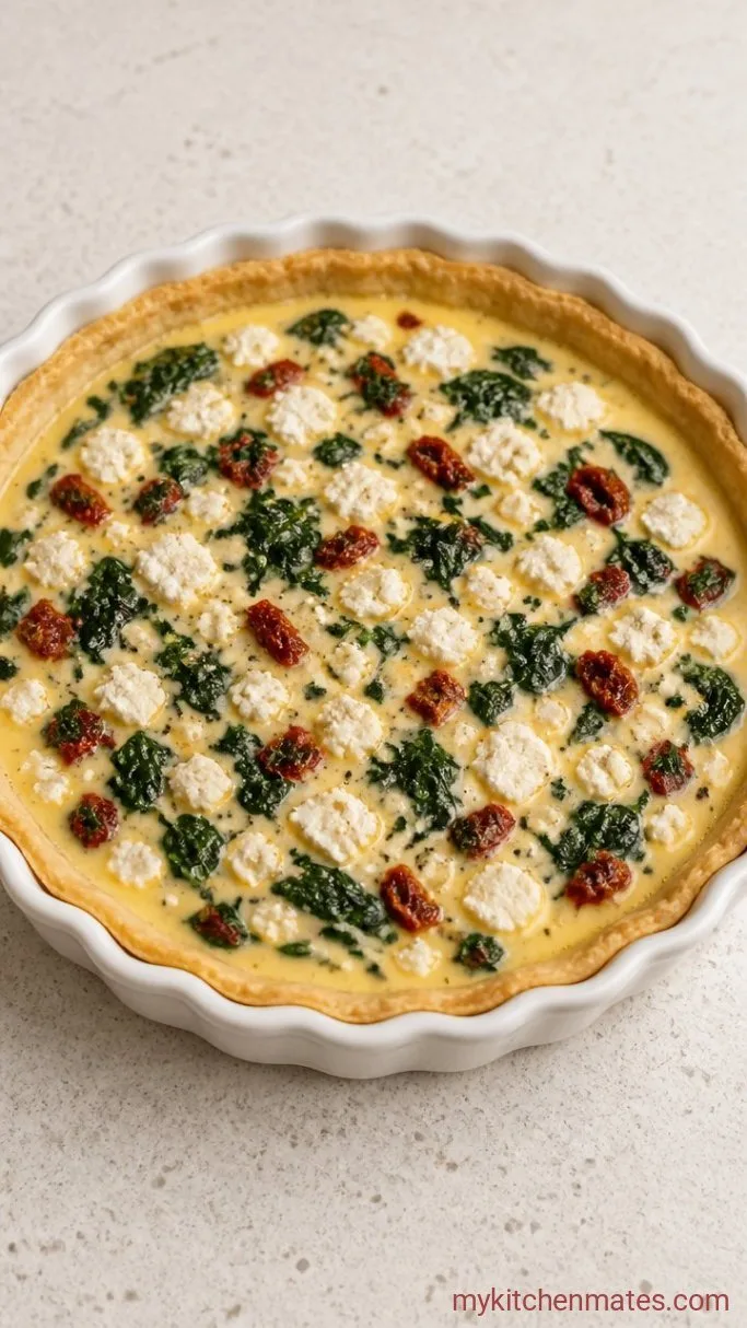 Creamy Feta Quiche with Spinach Step 4: Fill the Crust