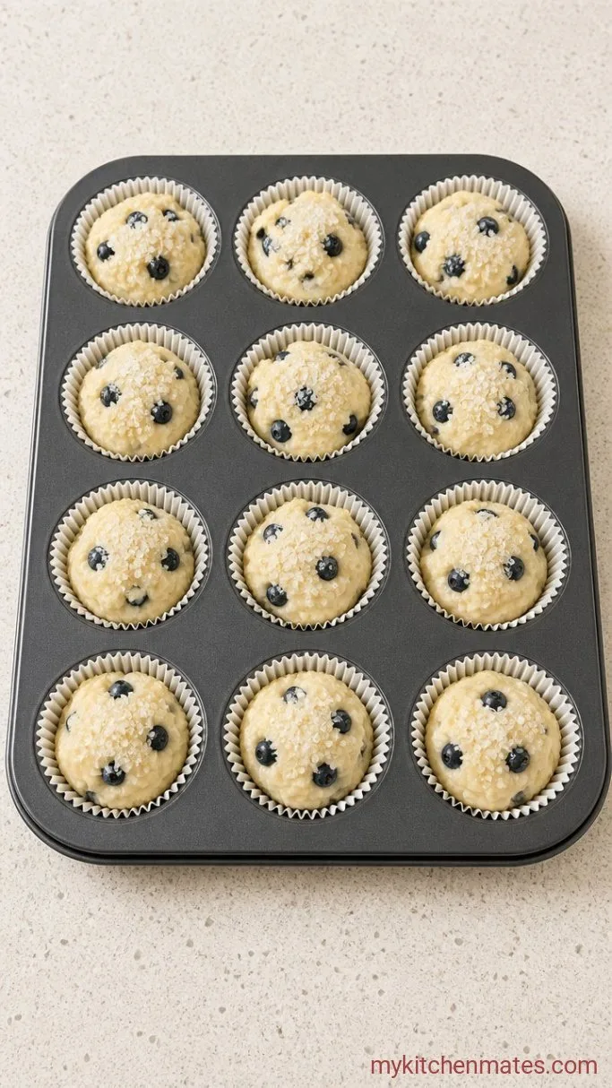 Tall, Tender Buttermilk Blueberry Muffins Step 4: Fill the Muffin Cups and Bake