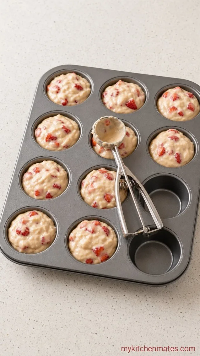 Gluten Free Strawberry Muffins That Stay Moist for Days Step 4: Fill the Muffin Cups