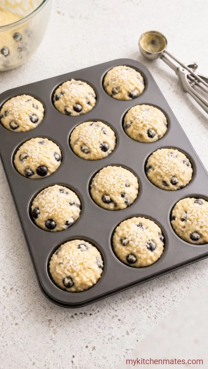 Step 4: Fill the Muffin Tin and Top with Sugar