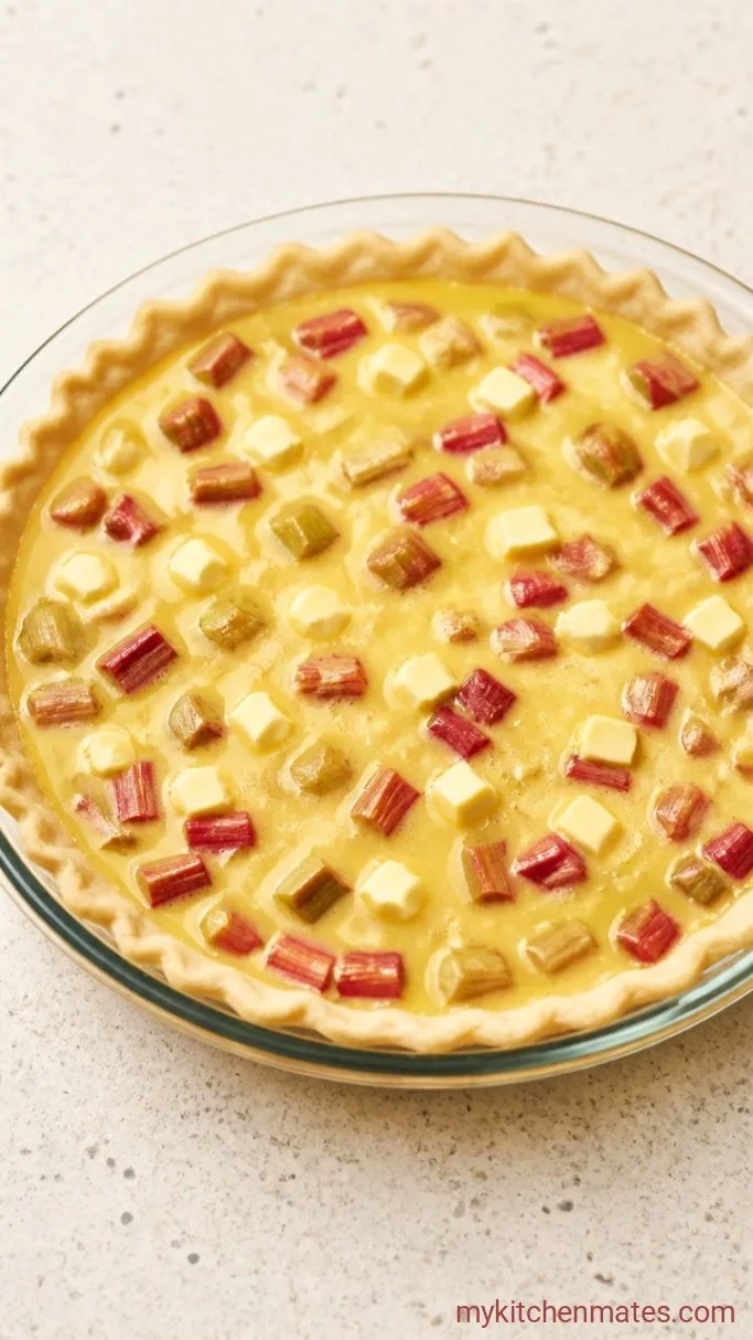 Old-Fashioned Rhubarb Custard Pie Step 4: Fill the Pie Shell