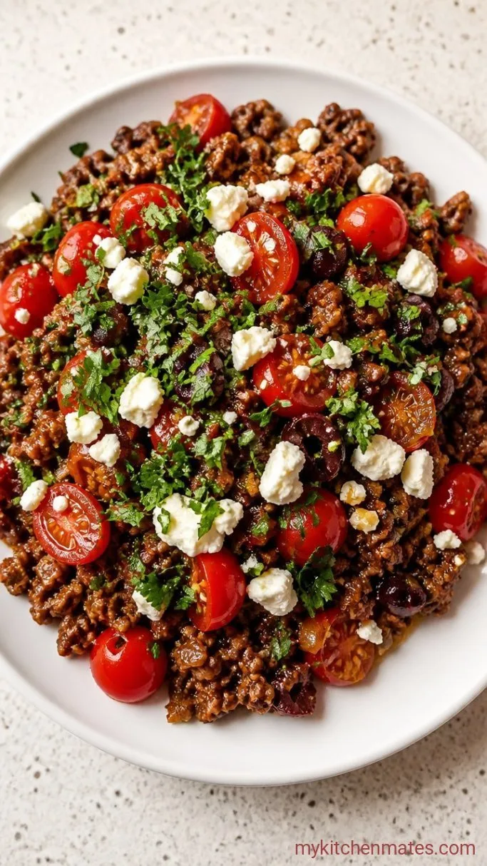 One-Pan Mediterranean Ground Beef Stir Fry Step 4: Finish and Serve