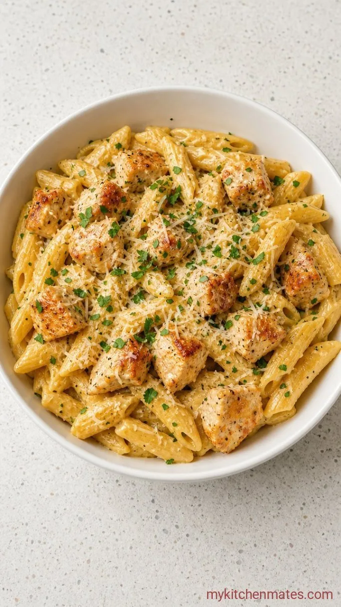 30-Minute Creamy Chicken Pasta Step 4: Finish with a Shower of Parmesan