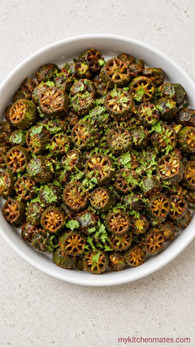 Quick Bhindi Recipe Indian Style: No-Slimy Okra Masala Step 4: Finish with Amchur and Serve