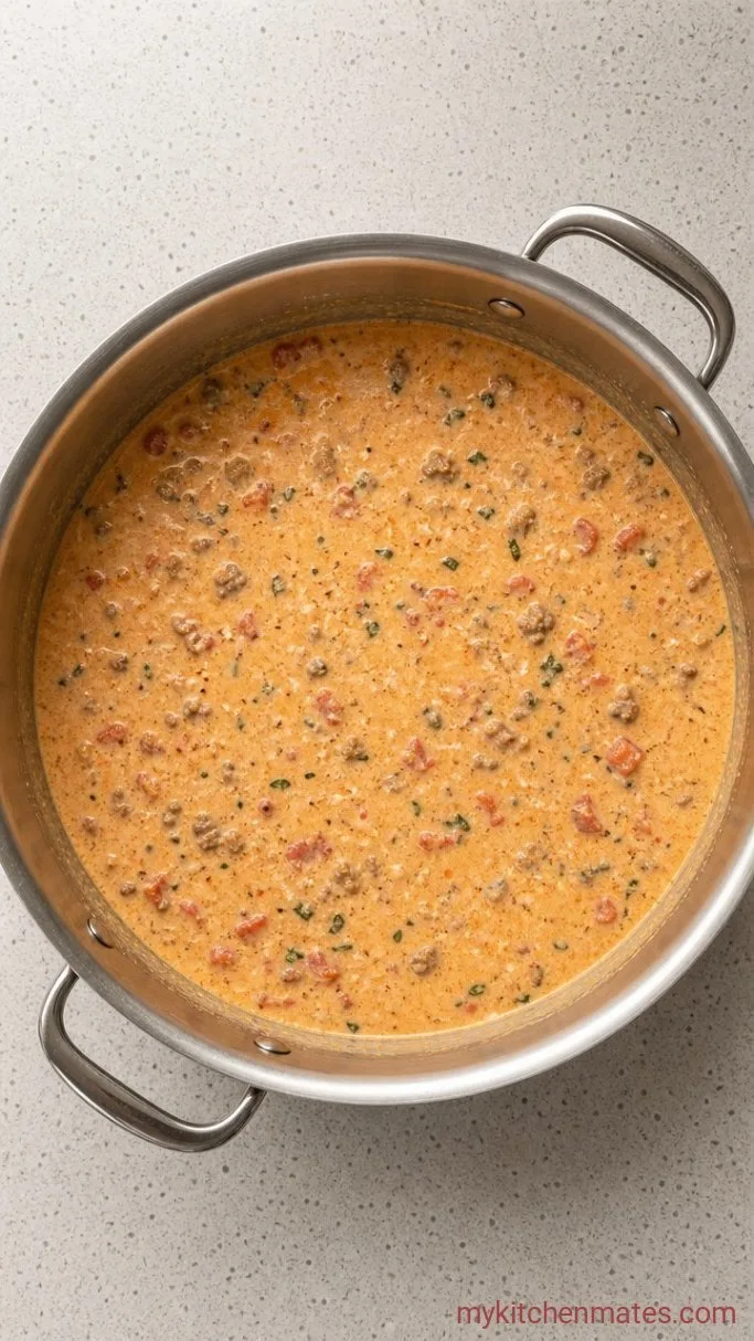 Creamy Parmesan Italian Sausage Soup Step 4: Finish with Cream and Parmesan