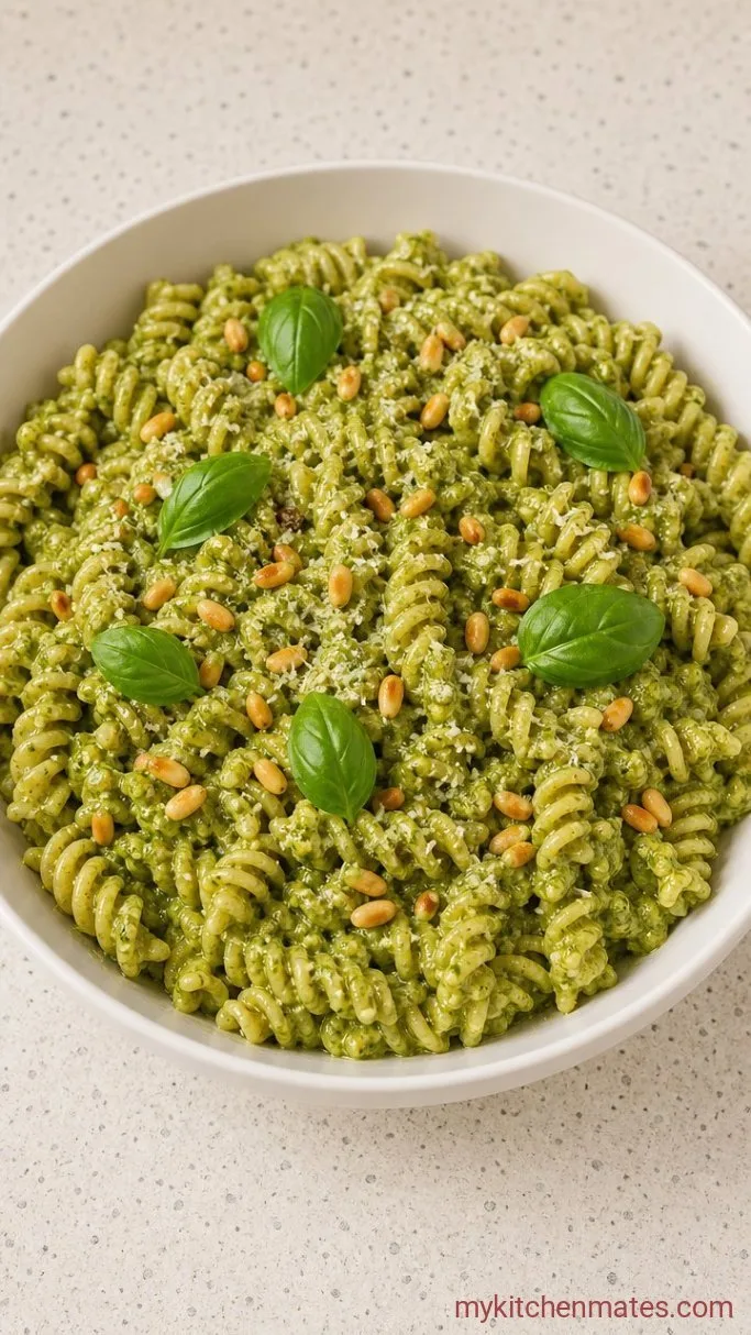 No-Cook Creamy Avocado Pesto Pasta Step 4: Finish with Crunch and Fresh Herbs