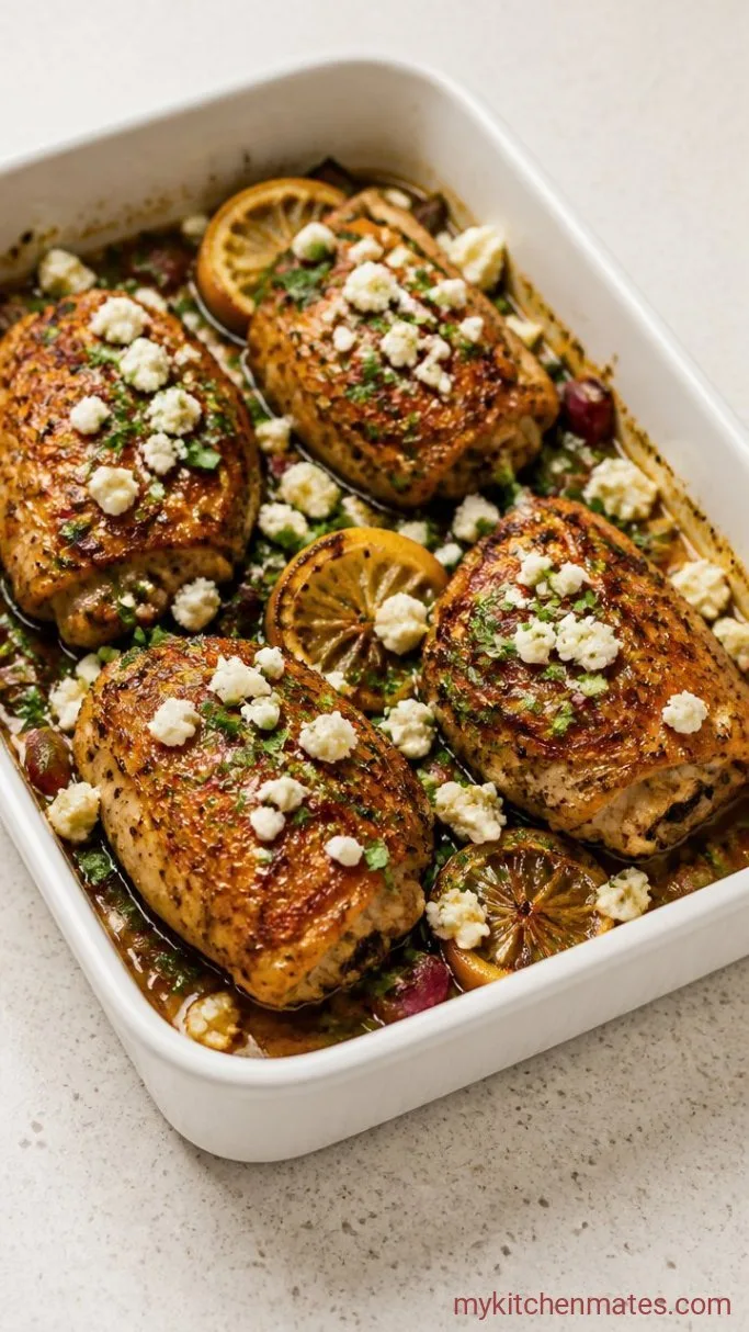 Sheet Pan Mediterranean Chicken Bake with Feta and Olives Step 4: Finish with Feta and Serve