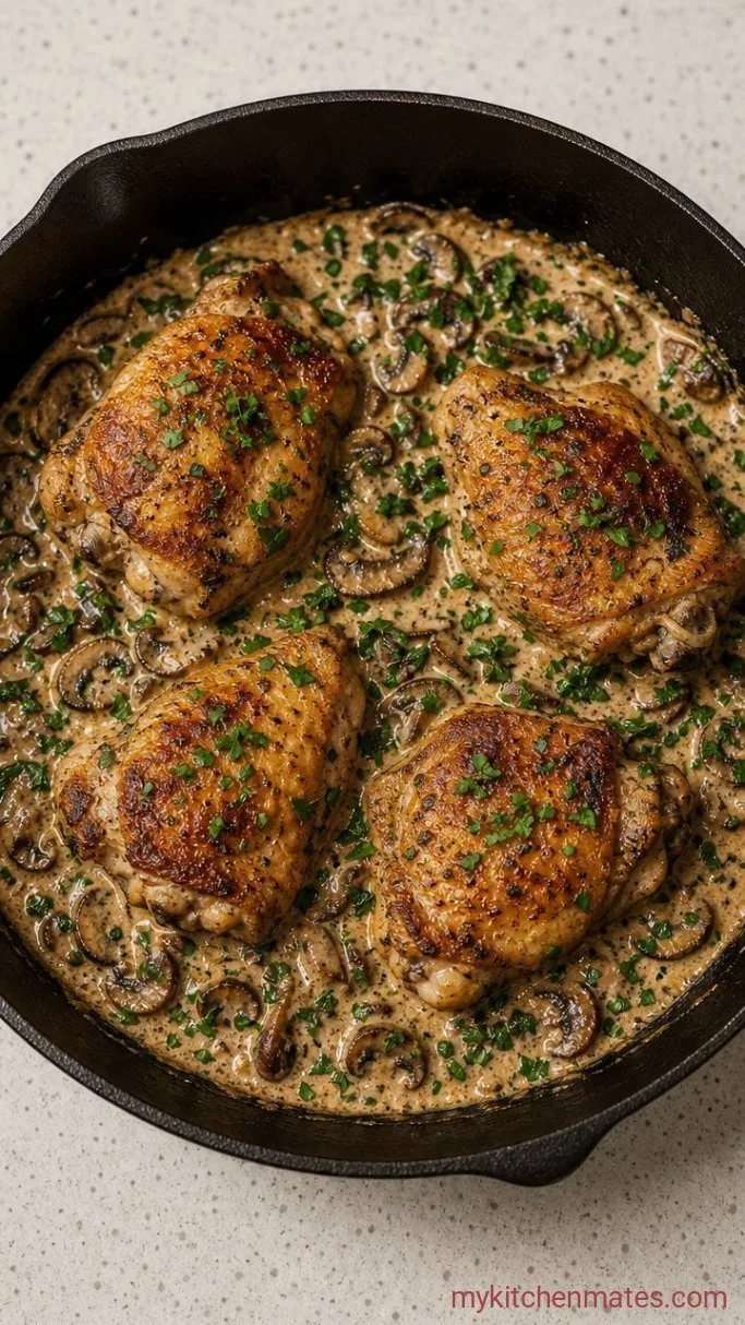 One-Pot Creamy Mushroom Chicken Thighs Step 4: Finish with Fresh Herbs and Serve