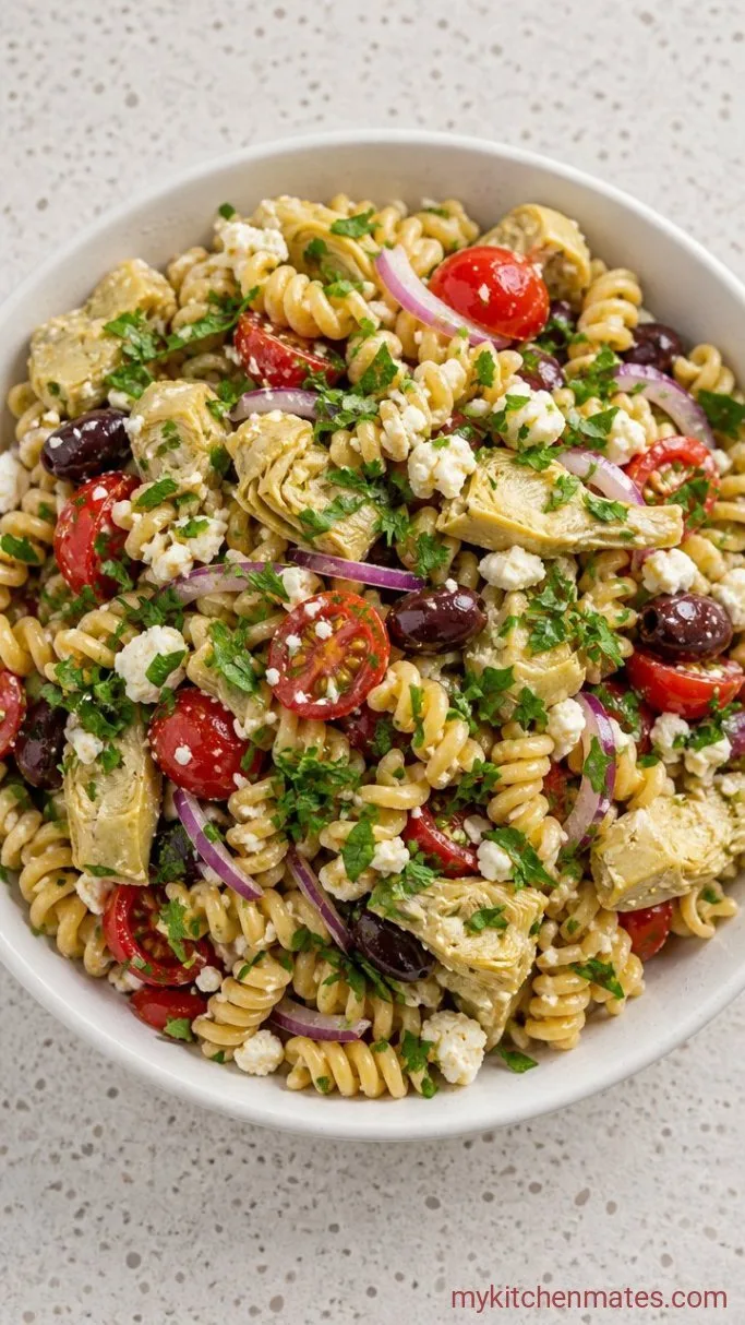 Easy Artichoke Pasta Salad with Lemon-Herb Dressing Step 4: Finish with Fresh Herbs and Serve
