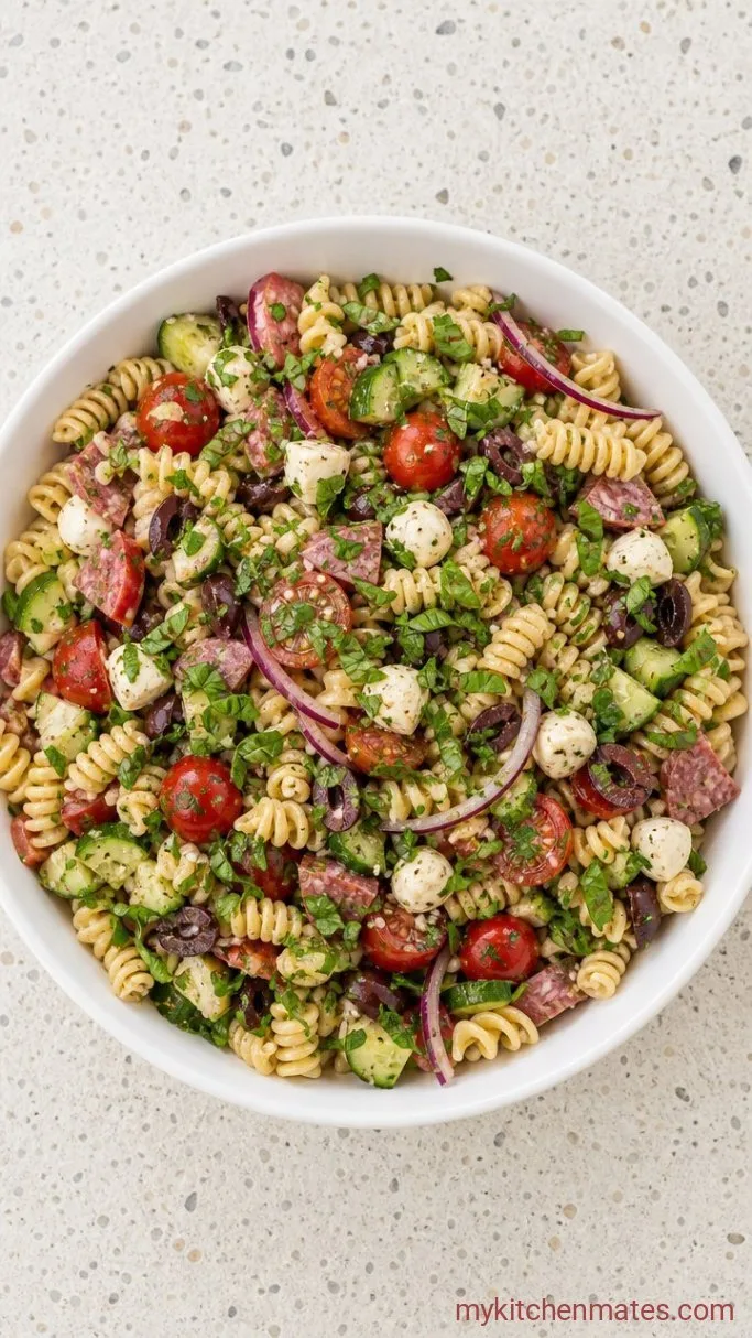 Simple Pasta Salad For A Crowd (Make-Ahead & No Mayo) Step 4: Finish with Fresh Herbs