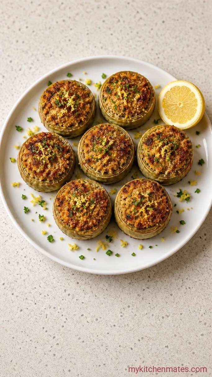 Crispy Cheesy Stuffed Artichoke Bottoms Step 4: Finish with Lemon and Herbs