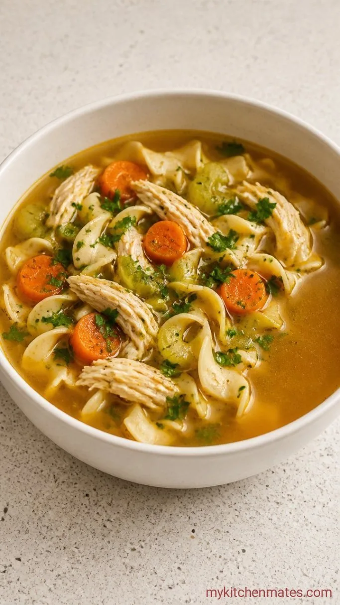 Easy Crockpot Chicken Noodle Soup Step 4: Finish with Lemon and Serve