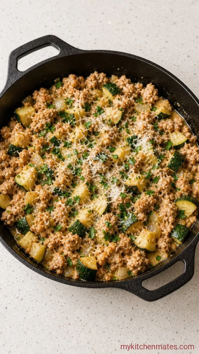 25-Minute Ground Turkey and Zucchini Skillet Step 4: Finish with Parmesan and Serve