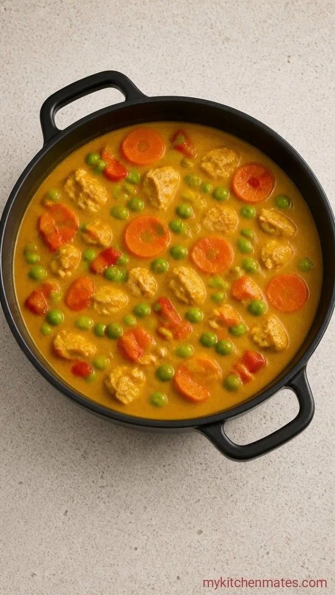 30-Minute Creamy Chicken Curry Soup Step 4: Finish with Peas and Lime
