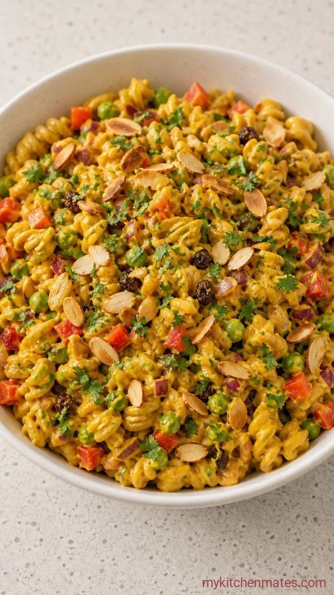 30-Minute Curry Pasta Salad with Creamy Yogurt Dressing Step 4: Finish with the Crunch and Herbs