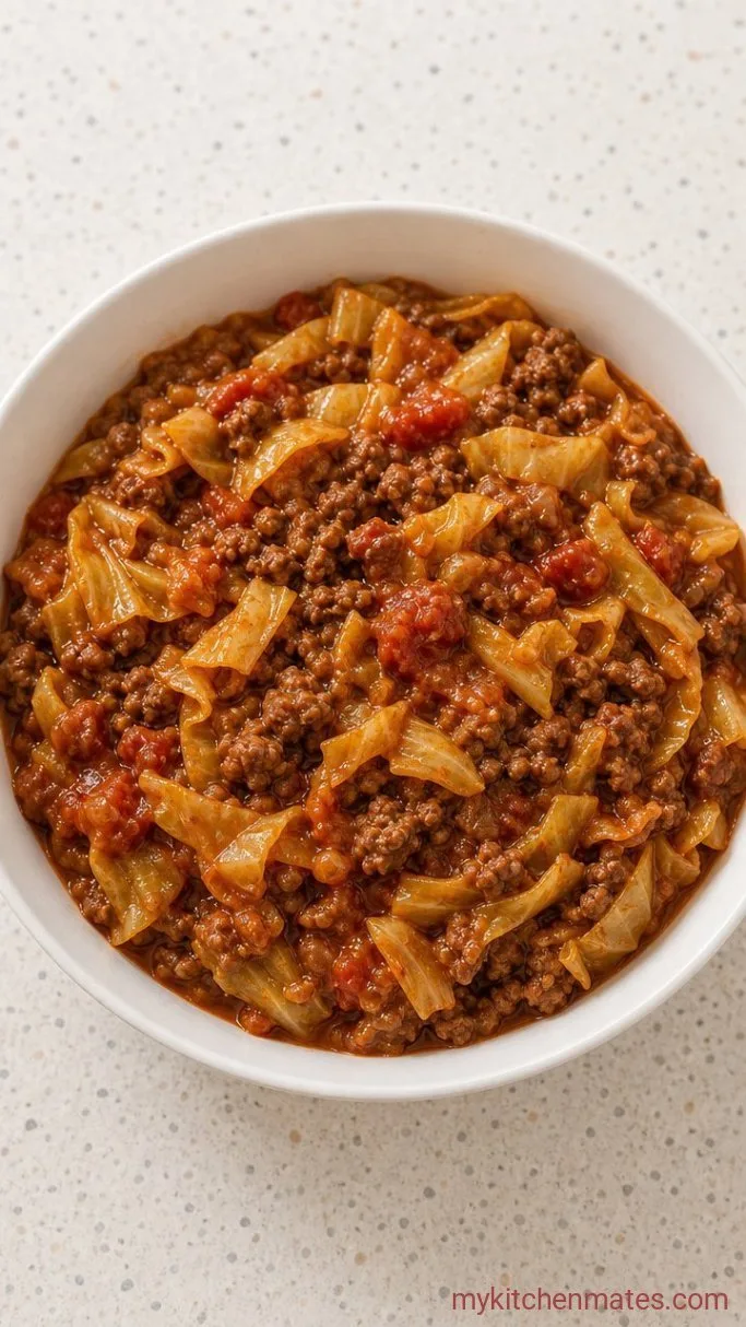 20-Minute Cabbage and Ground Beef Skillet Step 4: Finish with Vinegar and Serve