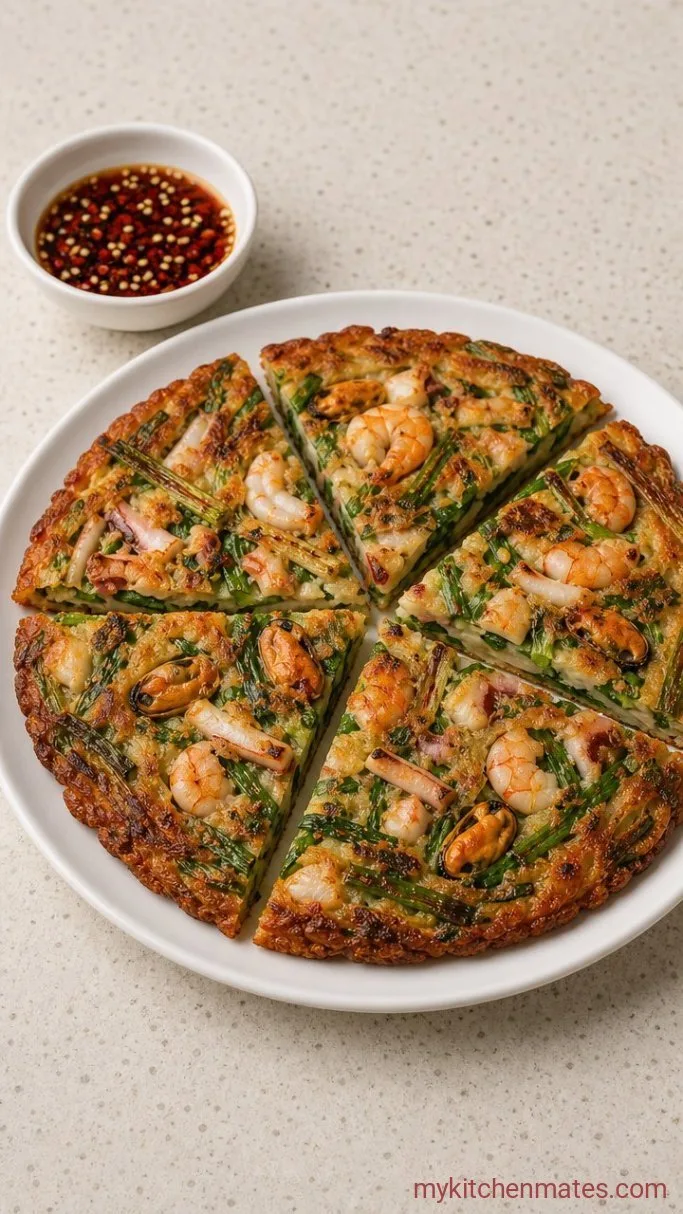 25-Minute Crispy Korean Seafood Pancake (Haemul Pajeon) Step 4: Flip and Serve