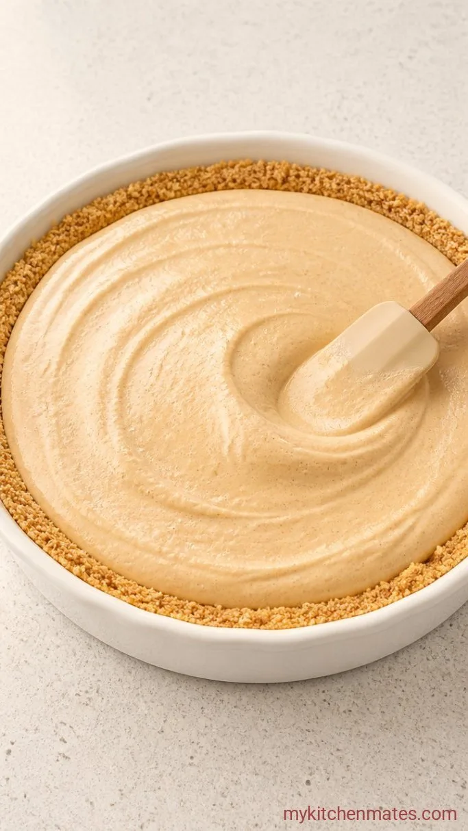 No-Bake Gluten Free Peanut Butter Pie Step 4: Fold and Fill the Pie