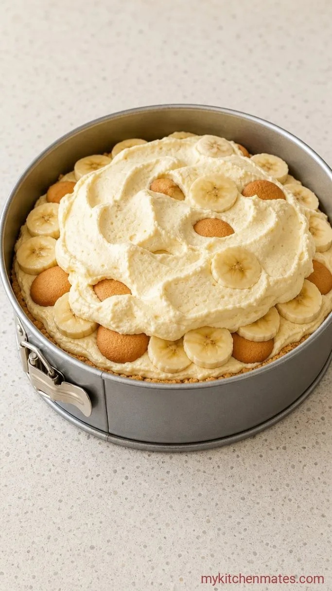 Creamy No-Bake Banana Pudding Cheesecake Step 4: Fold and Layer
