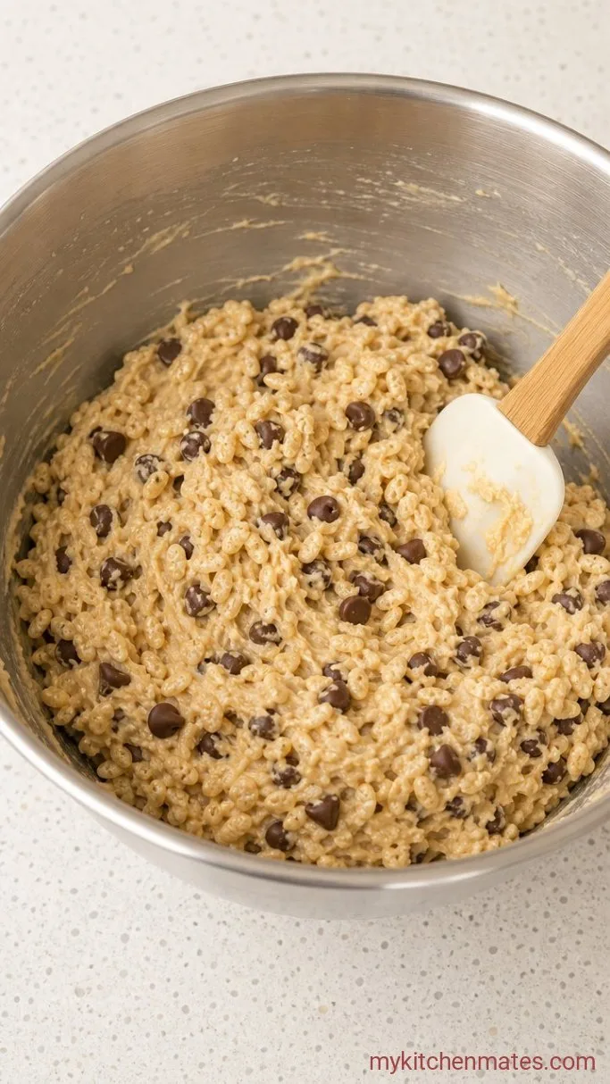 Step 4: Fold in the Cereal and Chocolate
