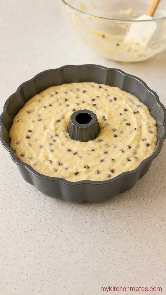 Chocolate Chip Sour Cream Bundt Cake Step 4: Fold in the Chocolate Chips and Pour