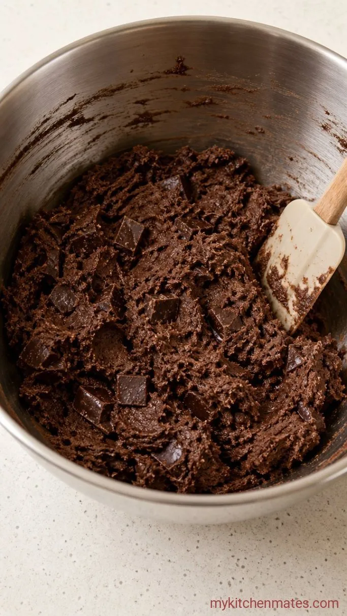 Spicy Chocolate Chili Pepper Cookies Step 4: Fold in the Dry Mix and Chocolate